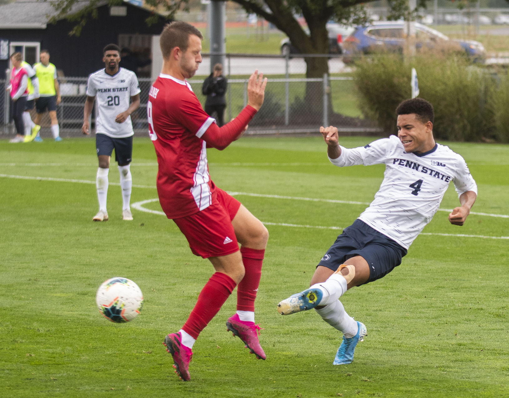 Men's Soccer v. Indiana, Watson (4) Kicks Ball
